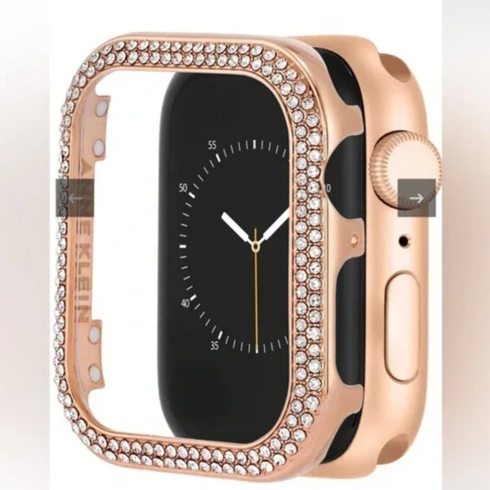 Anne Klein rose gold crystal encrusted protective case for Apple Watch- 44mm